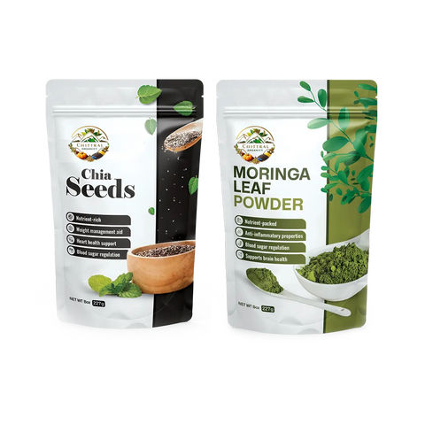 Pack of 2: Moringa Powder + Chia Seeds Chitral Organic