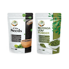 Pack of 2: Moringa Powder + Chia Seeds Chitral Organic